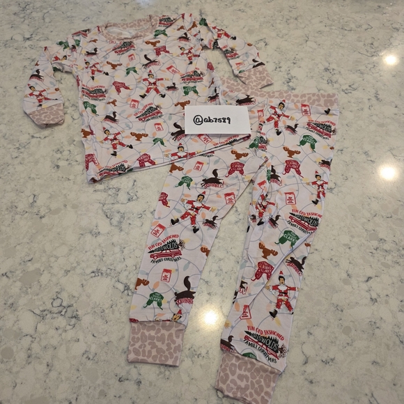 Boutique Bamboo Kids Christmas Pajamas Set Griswalds Size 12-18 Months NEW! - Picture 1 of 9